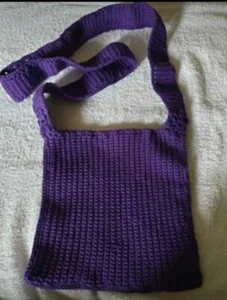 Brand New Hand Made Crocheted Cross Body/Shoulder Bag..Dark Purple..100% Cotton - Picture 1 of 3