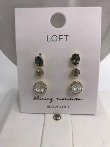 $29.50  The Loft crystal stud earrings set of three multi color stud earrings C1 - Picture 1 of 5