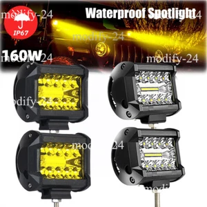 2/4x 4Inch LED Cube Pods Work Lights Bar Spot Fog Lamps Fit Jeep Driving Offroad - Foto 1 di 39