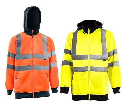 Hi Viz Vis High Visibility Jumper Hoodie Work Hooded  Hoody Yellow Orange - Image 1 of 4