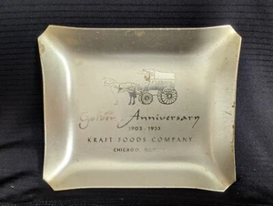 Cenicero de hojalata vintage Kraft Foods 1903-1953 aniversario dorado regalo para empleados  - Imagen 1 de 7