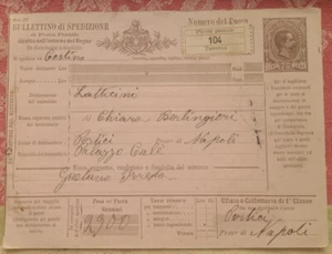AK Paket Karte Taverna 1890 Ganzsache Italien Italia Italy Pacco postale (0524 - Bild 1 von 2