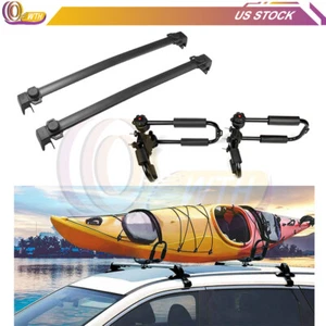 For 2007-2017 Jeep Patriot Adjustable Kayak Canoe Rack J Bar+ 2x Black Cross Bar - Picture 1 of 9