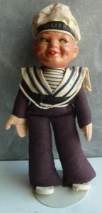 VTG 1930s SS STATENDAM 9" SAILOR DOLL + STAND TOY FIGURE SHIP NORAH WELLINGS 30s - Picture 1 of 15