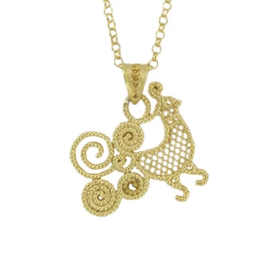 Collana Pavoncella Sarda in Filigrana Argento 925‰ Dorato Artigianato Sardegna - Immagine 1 di 2