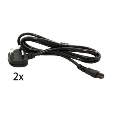 2 UK 3Pin Mains Clover Leaf Cloverleaf Power Lead Cord Mickey Mouse Cable Laptop - Image 1 of 2