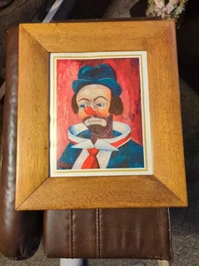 Vintage Clown Druck von Michele 1966 Sammler Portfolio Druck gerahmt 12" x 13,5" - Bild 1 von 8