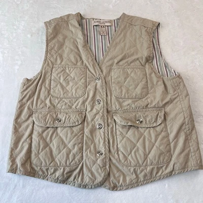 Marsh Landing Vintage Vest Women’ size PM Khaki Quilted Utility Canvas - Image 1 of 4
