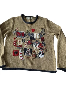 Ugly Christmas Sweater Heirloom Petite PM Tan Bear Snowman - Bild 1 von 7