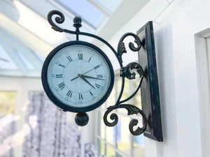 Reproduction French / Victorian Station Wall Clock — Double Sided, 10" Face - Picture 1 of 4