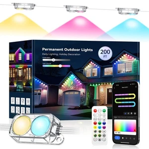 200FT Luci Permanenti da Esterno Pro con Doppia Lente, 100 IC+RGBCW LED Smart Wat... - Foto 1 di 9