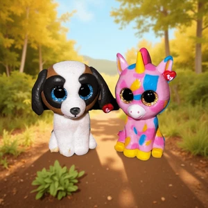 2 Ty Beanie Mini Boo Figure Fantasia L'Unicorno Duca Il San Bernardo Figure B3 - Foto 1 di 5