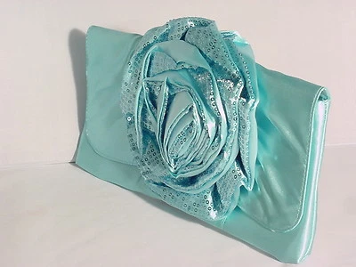 ВЕЧЕРНИЙ КЛАТЧ С РОЗОВОЙ ТКАНЬЮ БЛЕСТКИ ДЕТАЛЬ #СВЕТЛО-СИНИЙ #BB4619L - Изображение 1 из 2