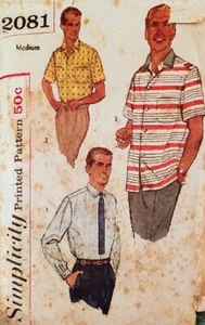 Simplicity #2081 - Mens' Long or Short Sleeve Shirt Size M 38"-40" - - Picture 1 of 2