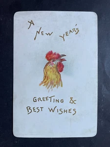 VICTORIAN GREETING CARD NEW YEAR BIRD COCKEREL MARCUS WARD - Picture 1 of 2