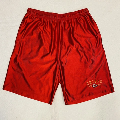 Kansas City Chiefs Vintage NFL Red Polyester Athletic Shorts Men's Large Cover