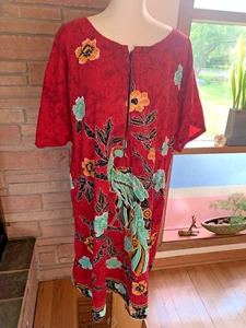 Vintage Hawaiian MuuMuu Pullover Dress 2XL Plus Size Peacock - Picture 1 of 2