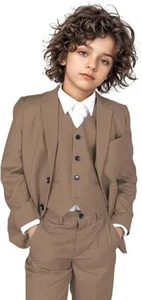 Toddler Boy‘s Suits Blazer Pants Vests Slim Fit Wedding Tuxedo Three Pieces - Picture 1 of 27