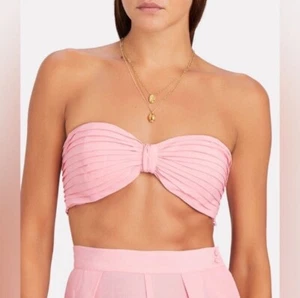 RONNY KOBO Revolve Women’s Mayan Pink Pleated Bow Bandeau Top NWT Size XS - Picture 1 of 11