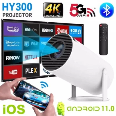Mini 4K Android Wifi 8000 Lumens Bluetooth 1080P Home Cinema Outdoor Projector - Image 1 of 4