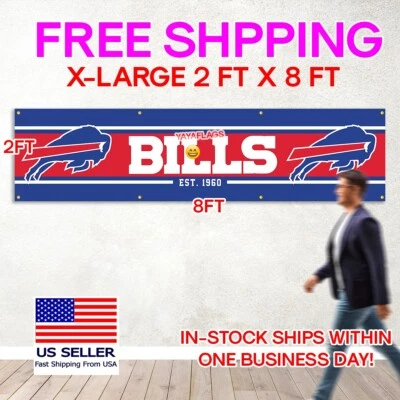 Buffalo Bills 2x8 Feet NFL Flag Mancave Outdoor Banner US SELLER