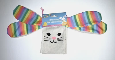 Bolsas de regalo de tela de conejito HAPPY EASTER 2 piezas con cierre de cordón y orejas grandes Foto 1 de 4