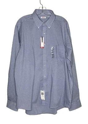 Izod Dress Shirt Mens 17-17 1/2 36/37 Blue White Classic Fit Stretch Long Sleeve - Image 1 of 4