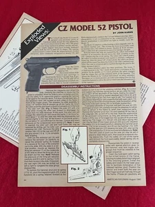 Vintage 1995 CZ Model 52 Pistol Print Ad Exploded Views Parts List - Picture 1 of 11