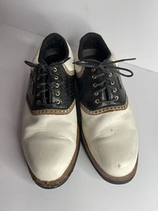 Scarpe da golf Dunlop Dry Classic da uomo in pelle taglia 12 M4750C bianche e marroni - Foto 1 di 5