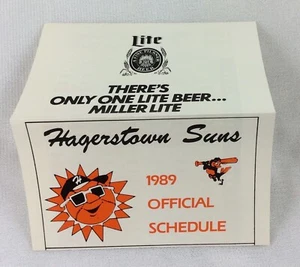 1989 Hagerstown Suns Baseball Pocket Schedule - Lite Beer - Picture 1 of 1