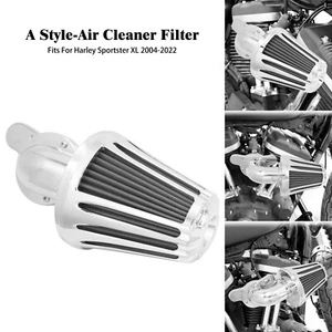 Chrome Cone Air Filter Gray Intake For Harley Sportster XL883 1200 48 72 04-2022 - Picture 1 of 13