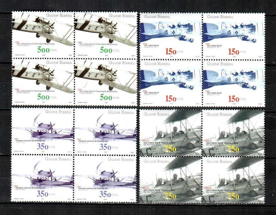 GUINEA-BISSAU ( 16v ) Aviation History F/VF MNH Blocks ( 2002 ) - Image 1 of 1