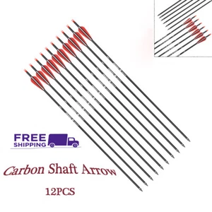 12XArchery Carbon Arrows 26"-30" SP500 For Compound/Recurve Bow Hunting Target - Picture 1 of 6