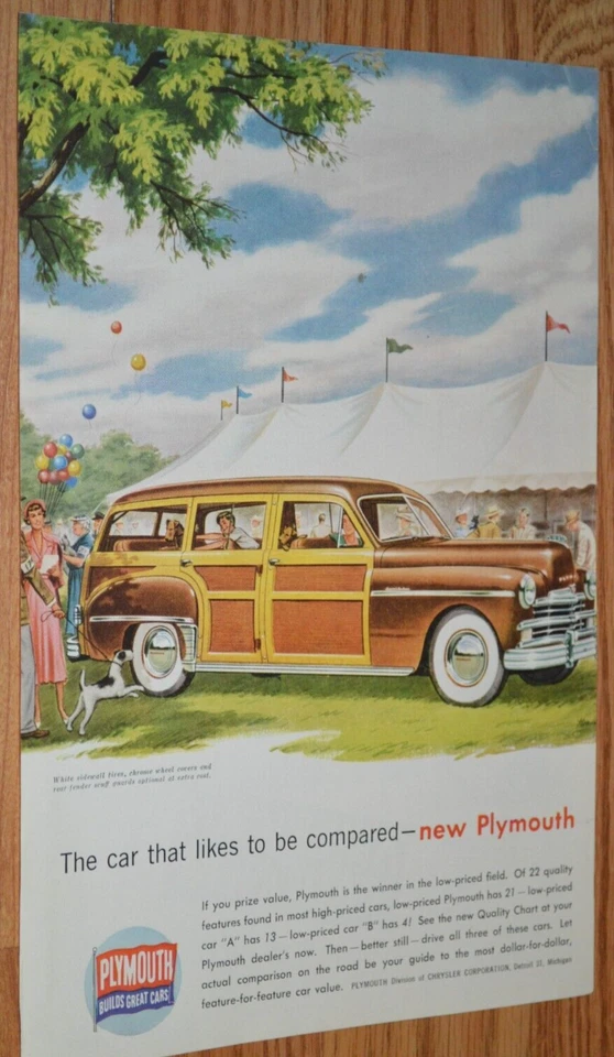 1949 PLYMOUTH SPECIAL DELUXE WOODY WAGON ORIGINAL VINTAGE ADVERTISEMENT AD-49 - Image 1 of 1