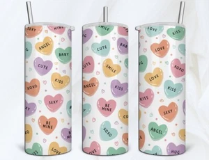 Valentine’s Day Candy Hearts Stainless Steel Skinny 20oz Tumbler - Picture 1 of 1