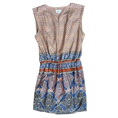 CASLON Women’s Dress sz XL blue/Orange Draw String Waist Sleeveless Boho Print - image 1 of 4