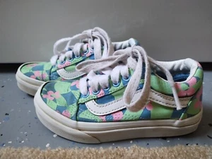 Vans Off The Wall Girls Size 11 Little Kids Daisy Checkered Print GUC - Picture 1 of 9