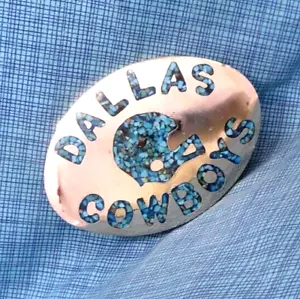 Dallas Cowboys Belt Buckle Football Helmet Blue Stone Inlay Vtg 70s 80s .QRT042 - Picture 1 of 10