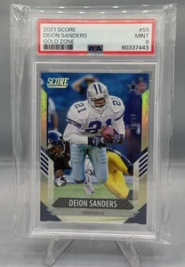 DEION SANDERS 2021 SCORE GOLD ZONE 21/50 COWBOYS PSA 9 Pop 1 Jersey Match 1/1 - Picture 1 of 3