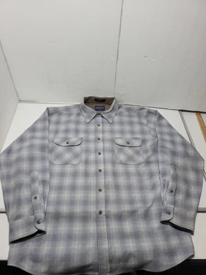 Pendeleton Field Shirt Mens XL Wool Flannel Plaid Button Up Charcoal Gray - Image 1 of 4