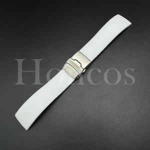22 24 MM White Silicone Smooth Flat Rubber Watch Strap Band Clasp Fits Panerai - Picture 1 of 20