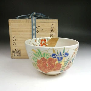 JAPANESE IROE JIGAMI MATCHA CHAWAN TEA BOWL TOMOBAKO EE7830 - Picture 1 of 18