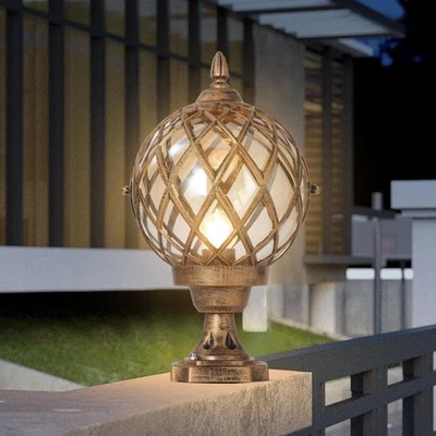 Outdoor Column Lights - IP65 Waterproof Vintage Bronze  LED Globe Pillar Lights - Image 1 of 4