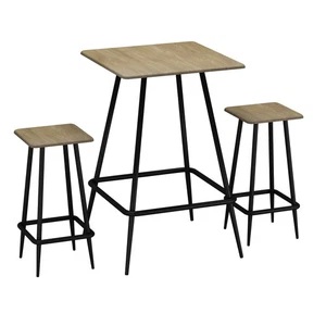 3 Piece Breakfast Bar Set Dining Table with 2 Chairs Stool For Cafe Kitchen Oak - Picture 1 of 3