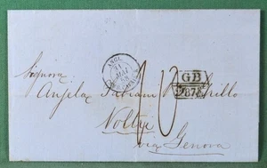 CHILE 1858 Vormarkenbrief Valparaiso nach Voltri über Genua London Paris (Y149) - Bild 1 von 4