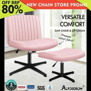ALFORDSON Office Chair Computer Executive Seat Work Ottoman Velvet Pink - Picture 1 of 12