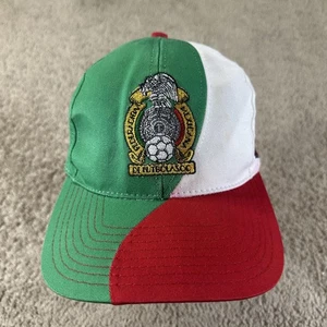 Vintage Mexico Hat Cap Snap Back Mens Green Umbro Swirl Soccer Team 90s Tricolor - Picture 1 of 12