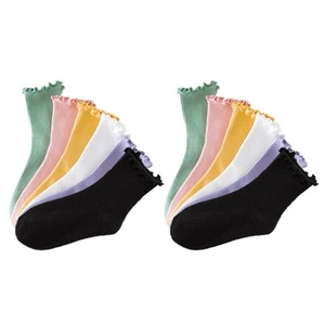 6 Pairs Ruffled Cotton Socks Child Women's Seamless Kids Toe Students - Picture 1 of 11