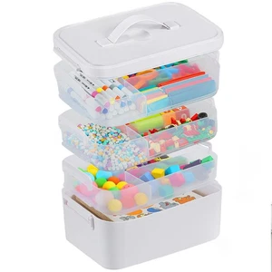 4-lagige Kunststoff Handwerk Organizer und Aufbewahrungsbox mit herausnehmbaren Tabletts, Aufbewahrung... - Bild 1 von 7