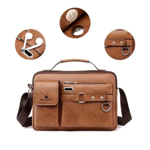 Bolso mensajero de cuero para hombre Maletín para computadora portátil Cartera de negocios Bolso de mano para computadora - Imagen 1 de 12